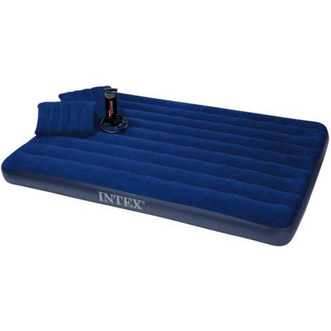 Intex Classic Downy Airbed With Hand Pump And Pillow Blue Queen 4