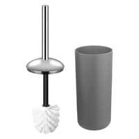 Plastic Toilet Cleaning Brush With Holder Grey