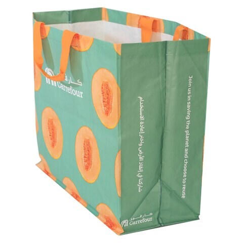 Buy Carrefour Sweet Melon Printed Shopping Bag Light Green And Orange ...