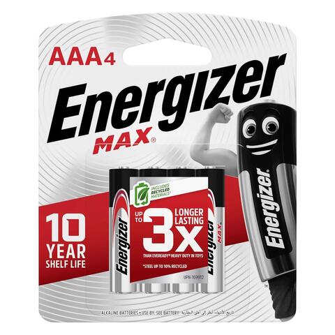 Buy Energizer max alkaline battery AAA  4 pieces in Saudi Arabia