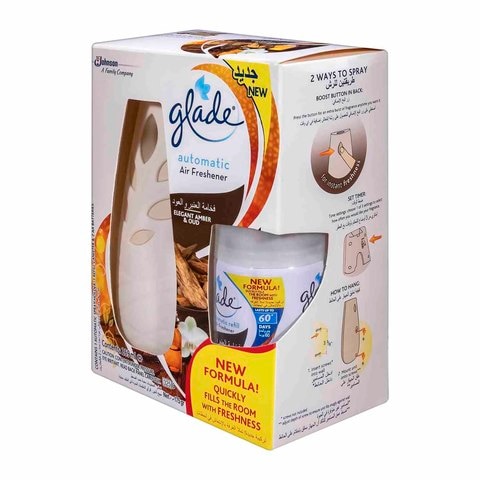 Glade Automatic Spray Holder with Elegant Amber and Oud Air Freshener Spray - 269 ml