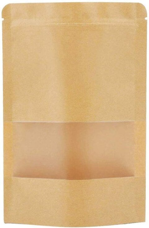 Generic Kraft Stand Up Pouch Bags, 30Pcs 12*20Cm Kraft Paper Zipper Pouch, Storage Brown Paper Bags With Zip Lock And Transparent Window