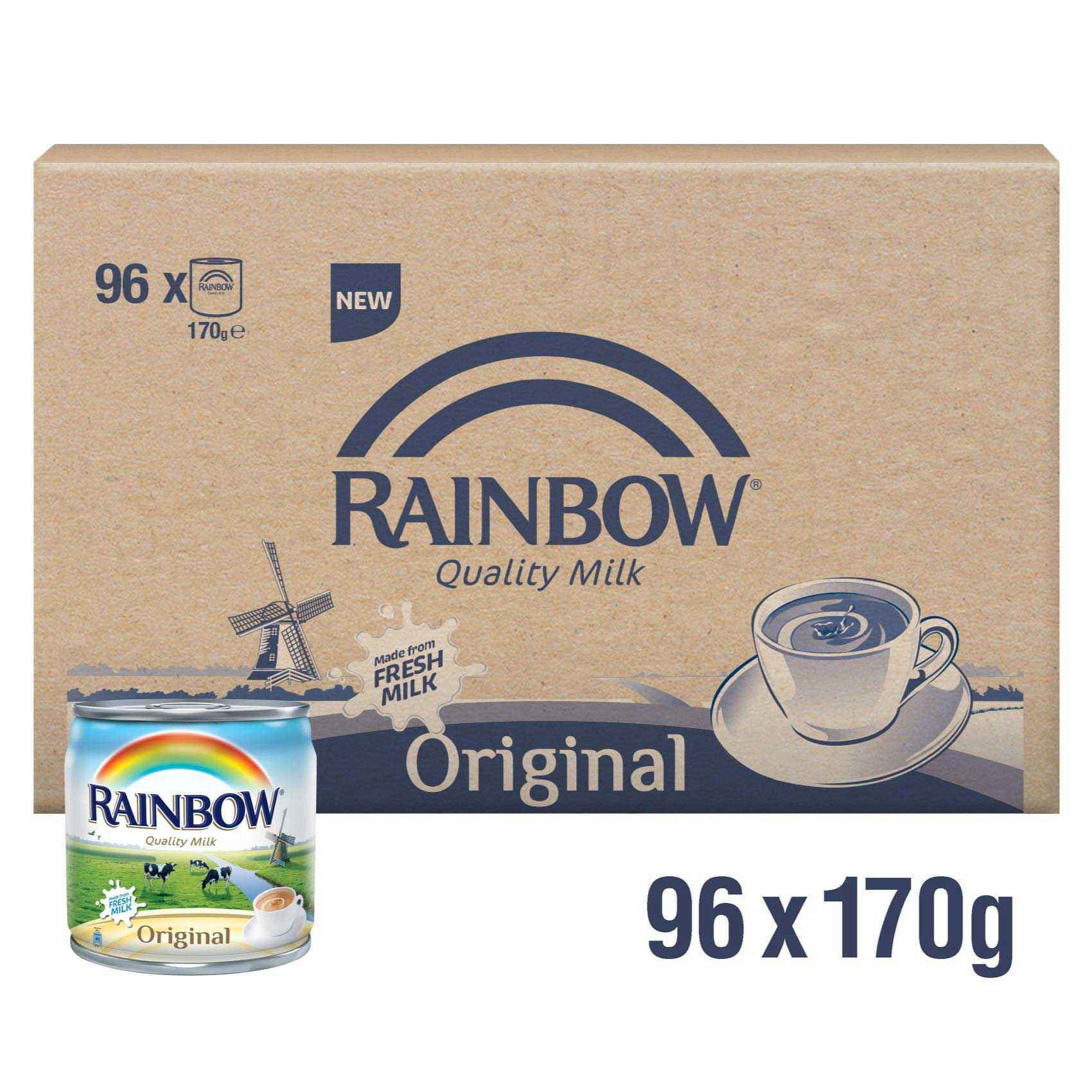 Buy Rainbow Evaporated Milk 170gX96 Online Shop Food Cupboard on