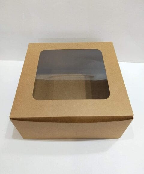 Red Dot Gift Bakery Boxes With Clear Window (Pack Of 10/50/100) - 10&quot; X 10&quot; X 4.8&quot; (26 * 26 * 12cm) - Brown Kraft Paper Box For Pie, Cookies, Cake, Or Cupcakes (10)