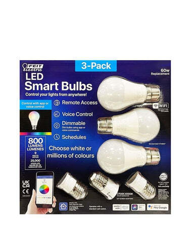 Buy Feit Electric Colour Changing Smart Wi-Fi LED Bulb, 3 Pack, E27/B22,  800 Lumens Online - Shop Home & Garden on Carrefour UAE