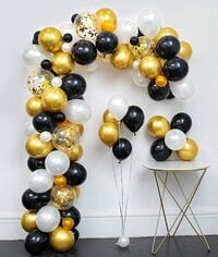 Party Time 103-Pieces Balloon Decoration Set Black &amp; Gold Theme Birthday Party Baby Shower, Balloon Arch Kit Girls and Boys Birthday Party Decoration Classy Balloon Decoration