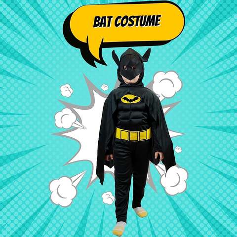 Fitto Batman costume play set for kids: Bat Costume for kids, Avengers Costume, Super Heroes Costume for Kids, Kids Costumes for Boys, Pretend play, clothing with pants, Mask and accessories, Large