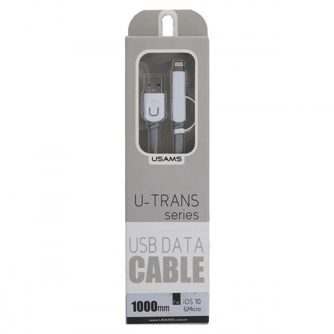 Usams U-Trans Series USB Data Cable 1000mm For iOS 10 &amp; Micro White
