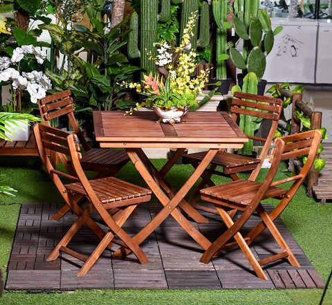 Buy Yatai Acacia Wood Chairs Table Square Bistro Set 5 Pcs Online Shop Home Garden On Carrefour Uae