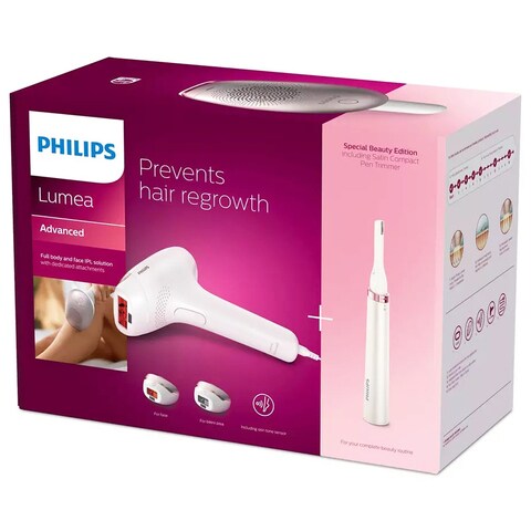 Philips Lumea BRI947/00 IPL 8000 Series Corded IPL Hair Remover with 4  attachments for Body, Face, Bikini & Underarms, White