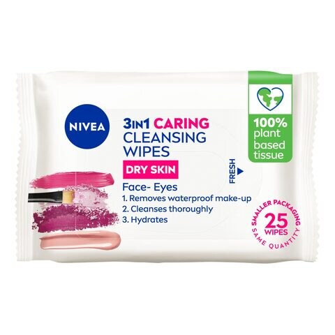 NIVEA Face Wipes Gentle Cleansing 3-in-1 Dry &amp; Sensitive Skin 25 Wipes