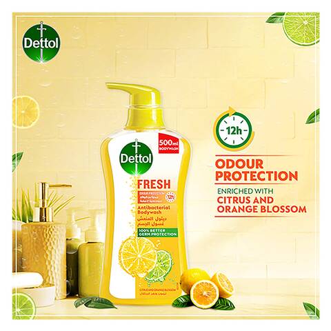 Dettol Fresh Showergel &amp; Bodywash, Citrus &amp; Orange Blossom Fragrance, 500ml