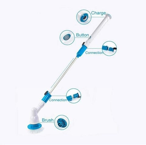 Exfeeko Electric Spin Scrubber, Cordless Bath Tub Power Scrubber with Long Handle & 7 Replaceable Heads, Detachable As Short Handle, Shower Cleaning