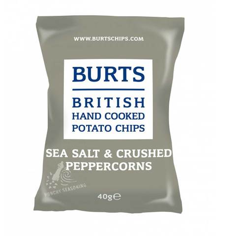 Burts Sea Salt And Crushed Peppercorns Hand Cooked Potato Chips 40g