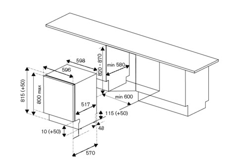 Bosch built in dishwasher hot sale dimensions