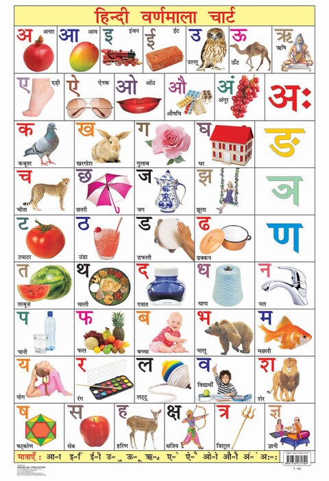 Buy Hindi Varnmala laminated Chart Online - Shop Kiosk on Carrefour UAE