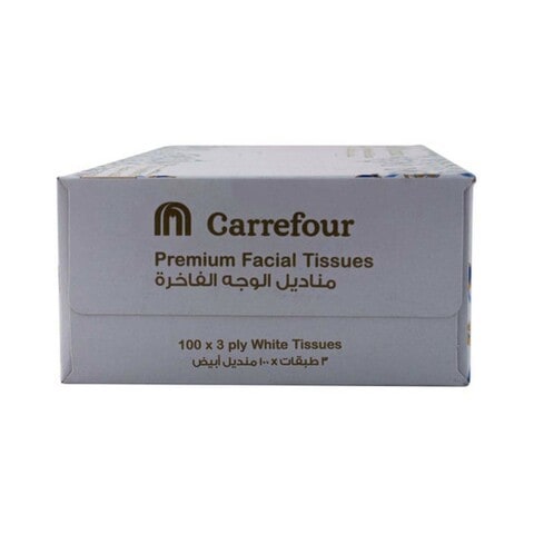 Carrefour Premium Facial Tissue White 100 Sheets