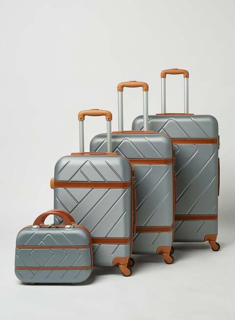 PK 4-Piece Ultra Light Luggage Set, Silver/Orange