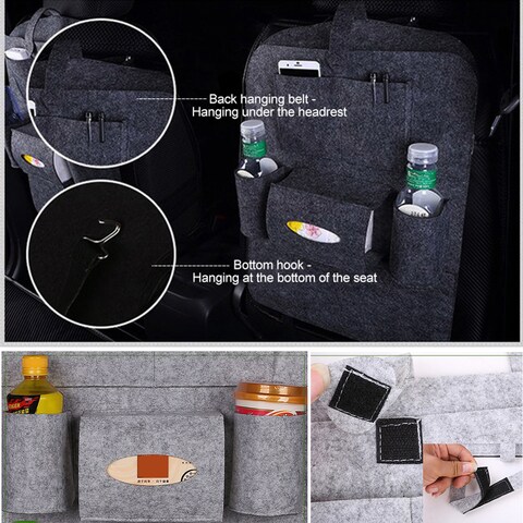 Generic-Auto Car Backseat Organizer Car-Styling Holder Felt Covers Versatile Multi-Pocket Seat Wool Felt Storage Container Hanging Box Multifunction Vehicle Accessories Bag