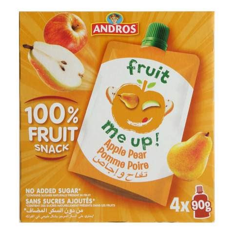 Andros Fruit Me Up! Apple Pear Fruit Snack 90g Pack of 4