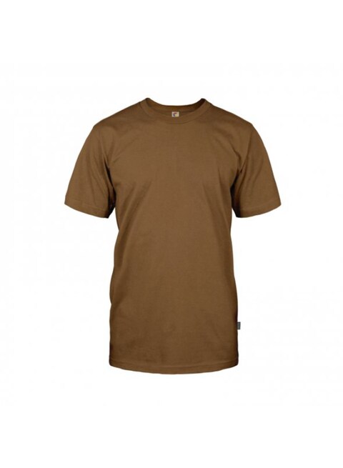 Boxy Microfiber Round Neck Plain T-shirt - Brown