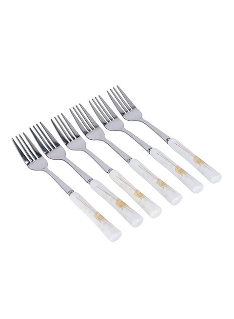 Delcasa 6-Piece Dinner Fork Set White/Yellow