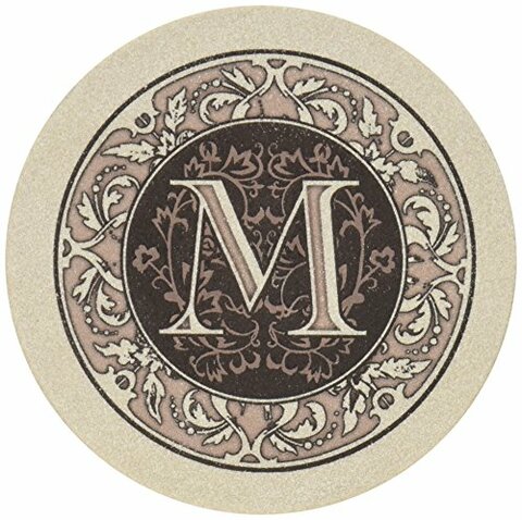 Thirstystone Absorbent Monogram Sandstone Coaster Set Letter M 