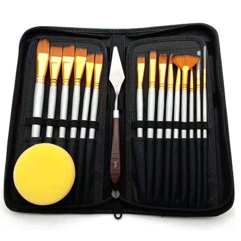 Kkmoon-17Pcs Artist Paint Brush Set With Canvas Bag Paint Scraper Sponge For Watercolor Brush Oil Acrylic Drawing Painting Art Supplies Price In Uae | Carrefour Uae | Supermarket Kanbkam