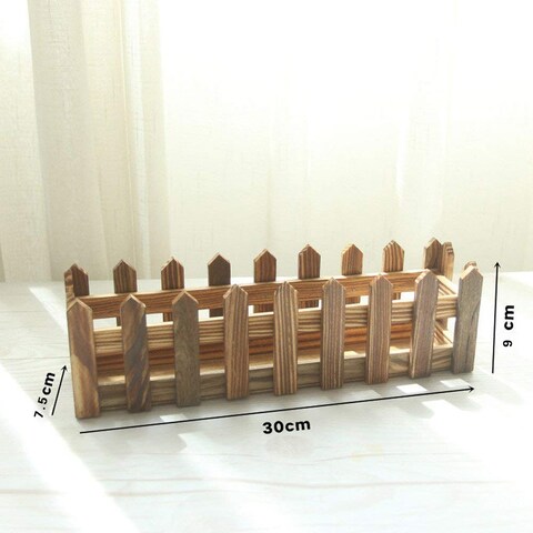 Lingwei - 30X9X7.5Cm Natural Wooden Fence For Artificial Plants Flowers Box Home Garden Decoration
