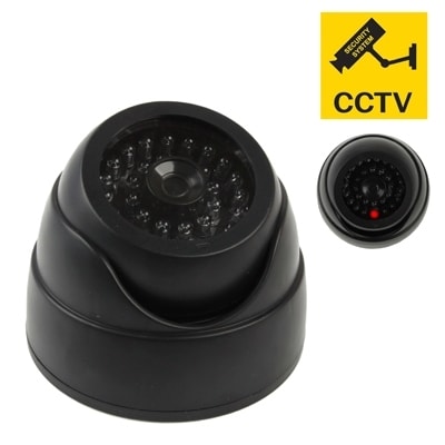 Tomvision - Black colour Flashing Light Infrared CCTV Surveillance Simulation Dummy Fake Imitation Dome Camera