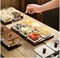 Square Glass snack plate with bamboo lid, dessert separated platter, divided dried fruit container (4 Bowls)