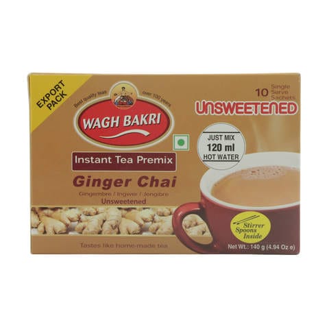 Wagh Bakri Unsweetened Instant Tea PreMix Ginger Chai 140g