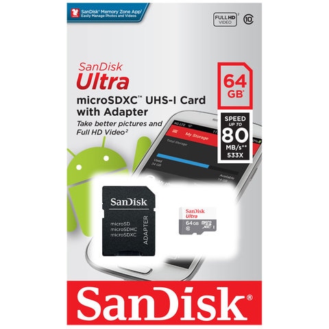 Buy Sandisk Micro Sdxc 64gb Ultra Class 10 Sd Adaptor Online Shop Electronics Appliances On Carrefour Uae