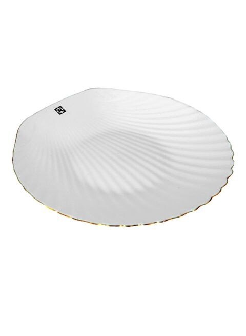 Royalford Shell Dinner Plate White/Gold 7centimeter