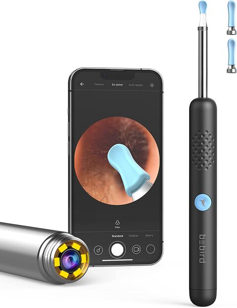 Bebird R1 Wireless Smart Visual Ear Stick With 1080P Otoscope HD Camera &amp; 6 LED Lights For Ear Cleaning 2 Sprial Silicone Ear Scoops Ear Cleaner 300W