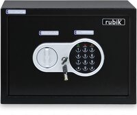 Rubik Safe Box with Digital Keypad and Key Lock, A4 Documents Size Security Locker Protect Cash Jewelry Passports for Home Office (Size 25x35x25cm) Black