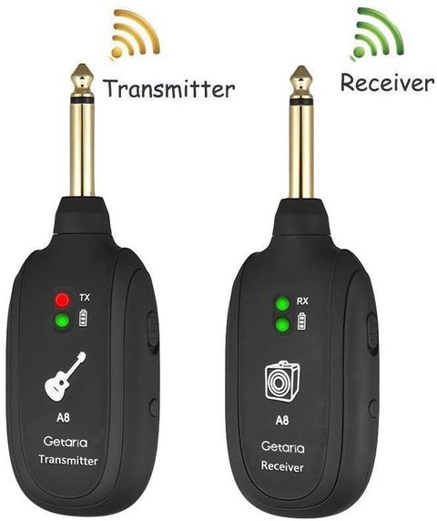 Mike Music - Getaria Guitar Wireless System Transmitter Receiver For Electric Guitar Bass (Guitar A8, 1 Wireless System Transmitter Receiver, Black)