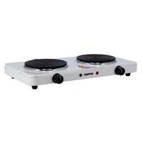 Geepas GHP32014 2000W Dual Hot Plate for Flexible Precise Table Top Cooking, Cast Iron Heating Plate 155mm, Portable Electric Hob with Temperature Control for Home, Camping &amp; Caravan Cooking