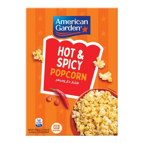 American Garden Microwave Hot N Spicy Popcorn Gluten-Free 273g (3 Bags of 91g)