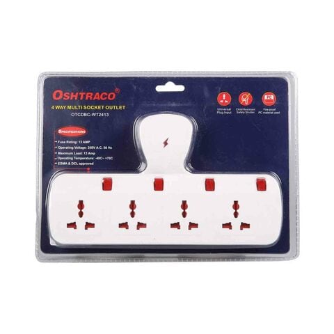 Oshtraco 4-Way Multi Socket Outlet 13Amp OTCDBC-WT2413 White