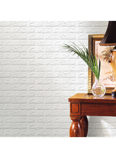 3D Brick Pattern Decorative Wallpaper White