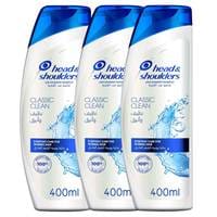 Head &amp; Shoulders Classic Clean Anti-Dandruff Shampoo 400ml Pack of 3