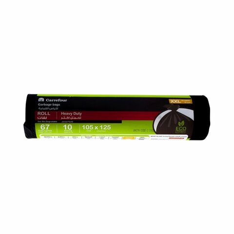 Carrefour 67 Gallon Oxo Biodegradable Heavy Duty Roll Black XXL 10 Garbage Bags
