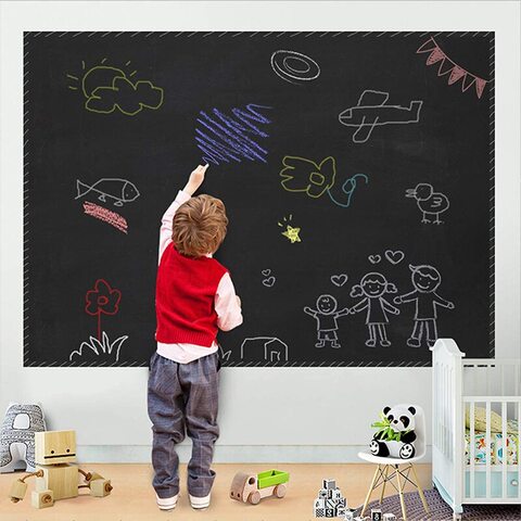 Chalkboard Wallpaper Stick and Peel: Contact Paper 17.5 17.5 x 78.7, Black