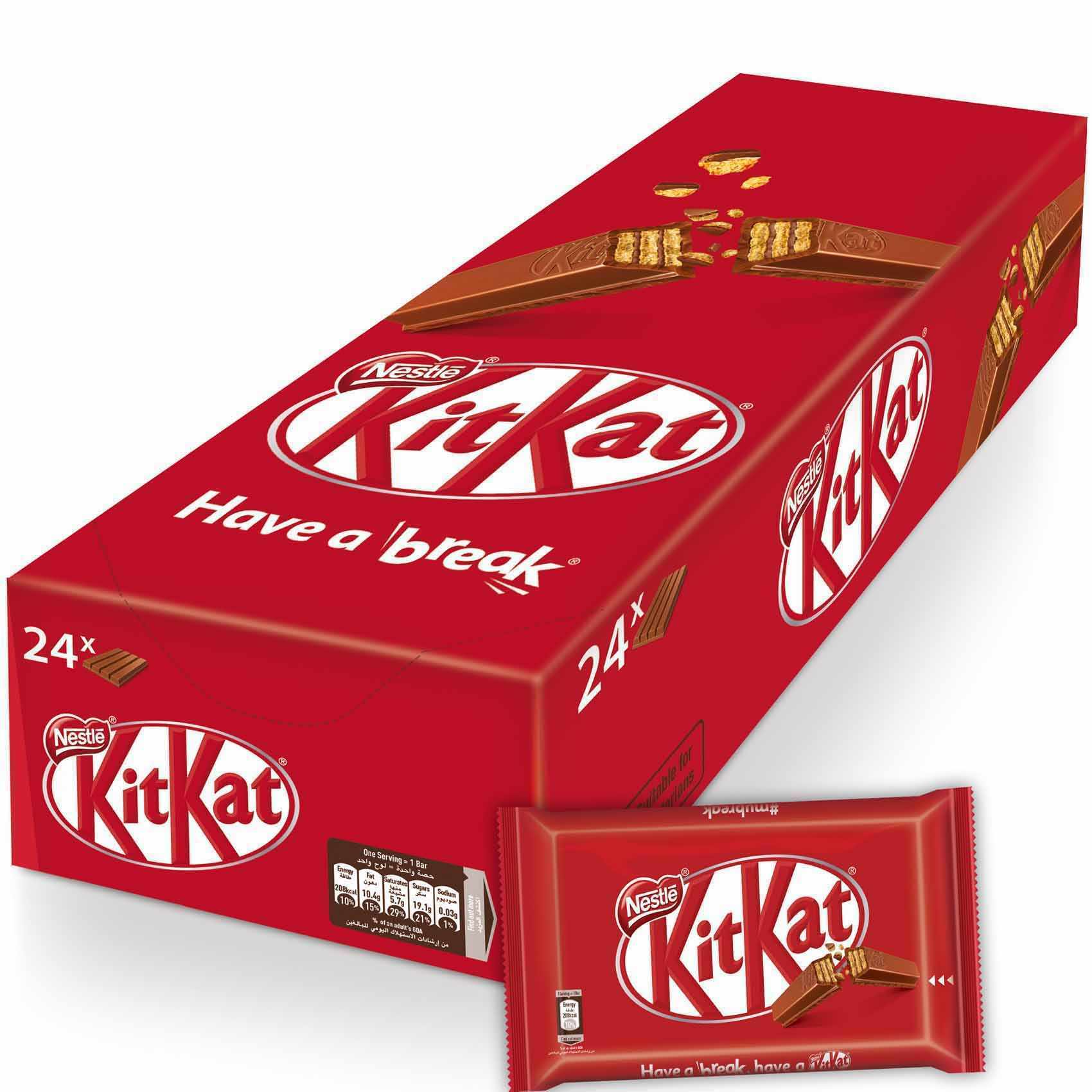 Buy Nestle Kitkat 4 Finger Milk Chocolate Bar 41 5g X Pack Of 24 Online Shop Food Cupboard On Carrefour Uae