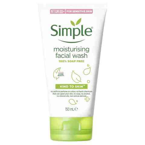 Simple Kind To Skin Moisturising Face Wash For Naturally Healthy Skin 100% Soap Free 150ml