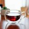 LIHAN Double Wall Glass Teapot Set Combined With  Teapot 1 x 600ml ,1 Candle Warmer , Coffee and Tea cup [6 x 60ml], Heat-resistant Stovetop Dishwasher Safe Teapot with Removable Filter ,Blooming and