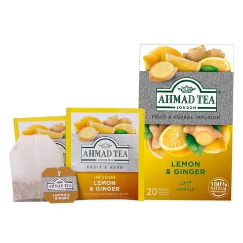 Ahmad Tea - Lemon &amp; Ginger - 2g x 20 Foil-Enveloped Tea Bags