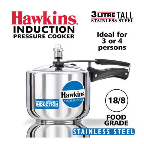 Hawkins Pressure Cooker Stainless Steel Tall 3L Silver