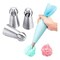 Generic 4Pcs Silicone Kitchen Accessories Icing Piping Cream Pastry Bag + 3 Stainless Steel Nozzle Set Diy Cake Decorating Tips Set Tool